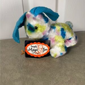 Vintage Snuggly Midget Zoo Spotty Blue Firm Bunny Felt Floppy Ears